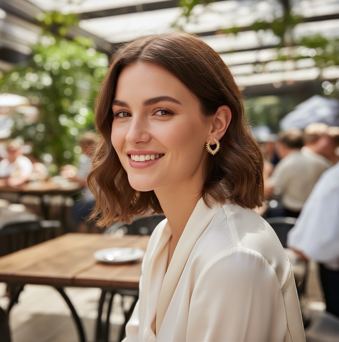 Boucles d'oreilles "Ovalis"- Oxydes de zirconium - Plaqué or – Image 6