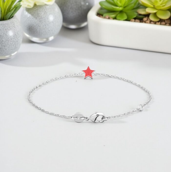Bracelet "Télya" - Laque rose - Argent rhodié – Image 3