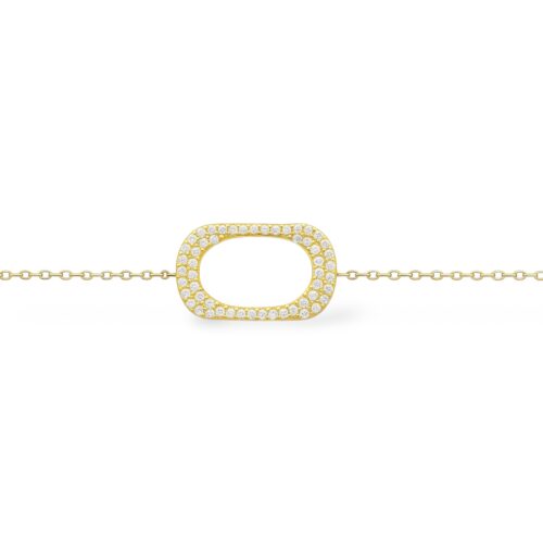 Bracelet "Rectalys" - Oxydes de zirconium - Plaqué or