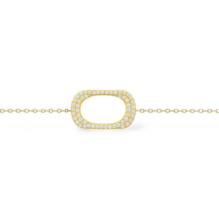 Bracelet "Rectalys" - Oxydes de zirconium - Plaqué or