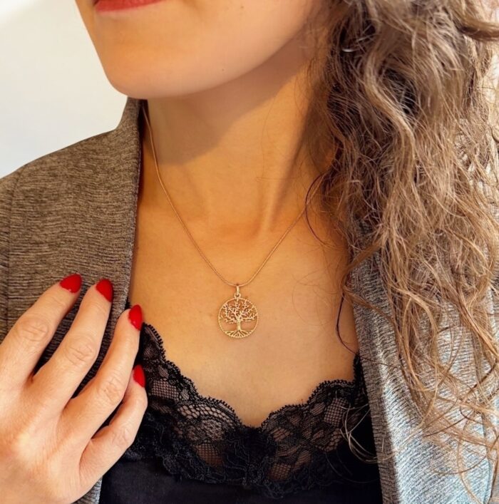 Collier pendentif "Floran"- Chaîne maille serpent- Plaqué or – Image 3