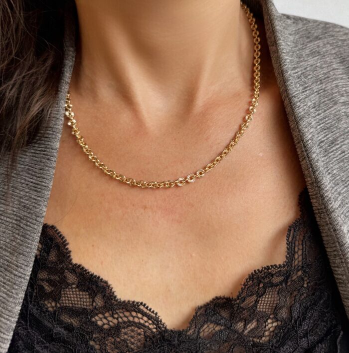 Collier "Cléor" - Maille forçat soleil - Plaqué or – Image 5