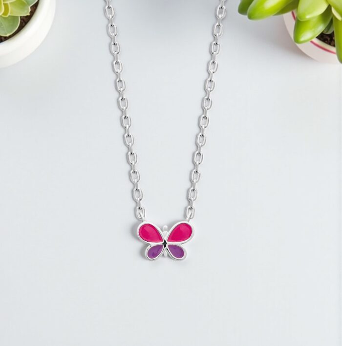 Collier "B5" - Laque violette et rose - Argent rhodié – Image 4