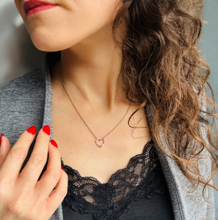 Collier coeur passion - Oxydes de zirconium - Plaqué or – Image 5