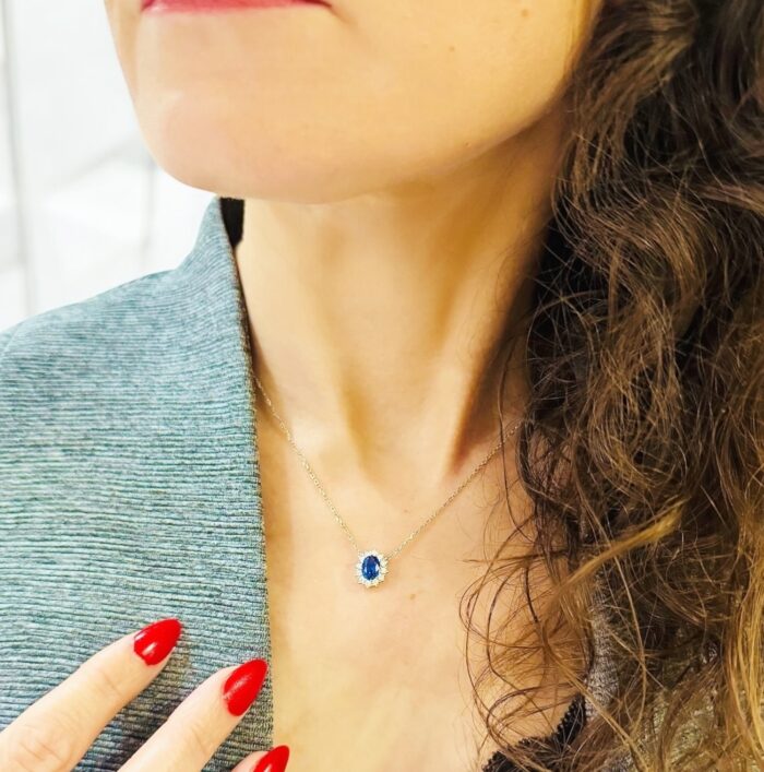 Collier "Sublimité" bleu - Oxydes de zirconium - Argent rhodié – Image 4