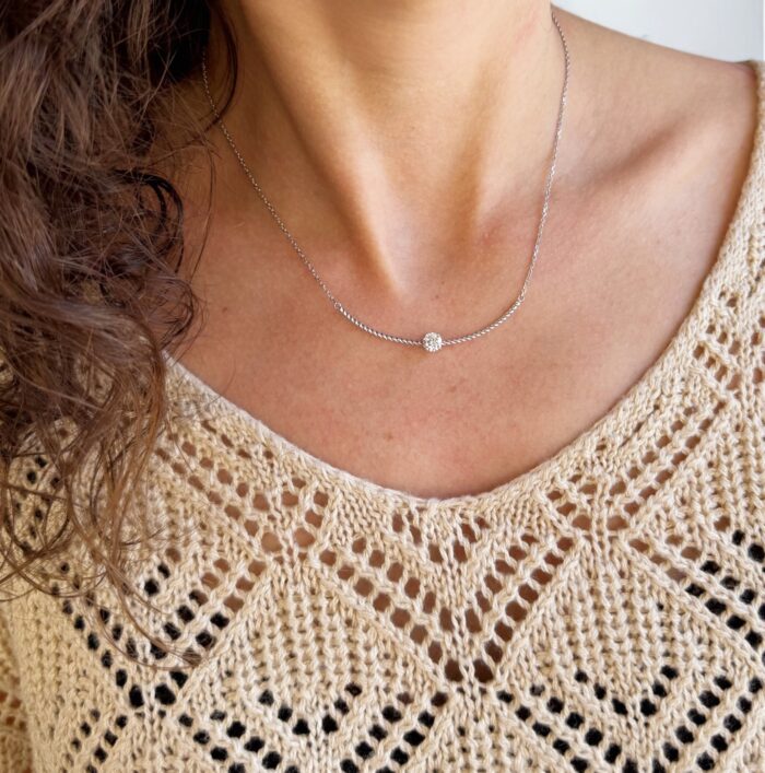 Collier solitaire - Oxyde de zirconium - Argent rhodié – Image 4