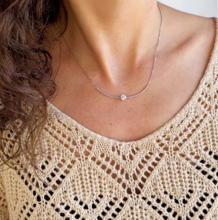 Collier "Solitaire" - Oxyde de zirconium - Argent rhodié – Image 4