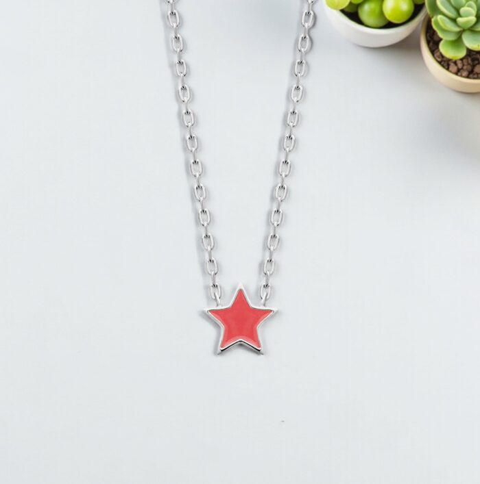 Collier "Télya" - Laque rose - Argent rhodié – Image 3