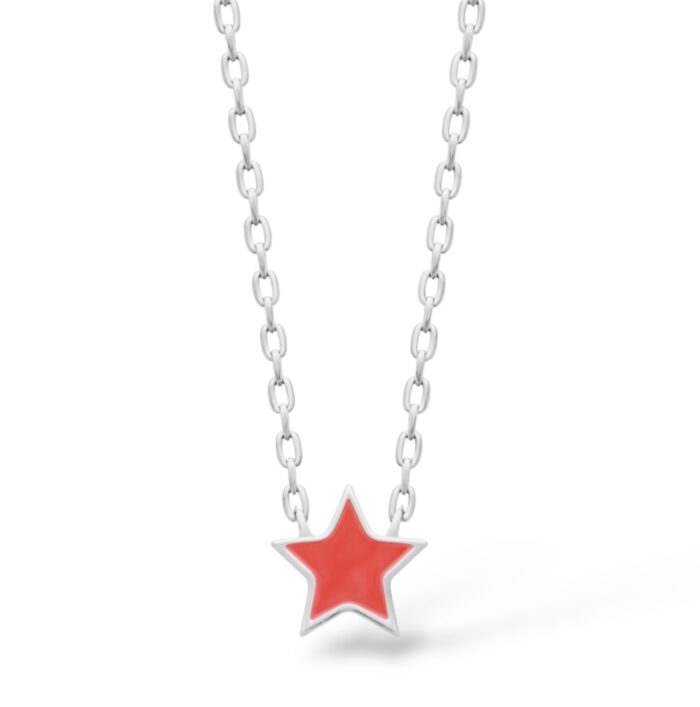 Collier "Télya" - Laque rose - Argent rhodié