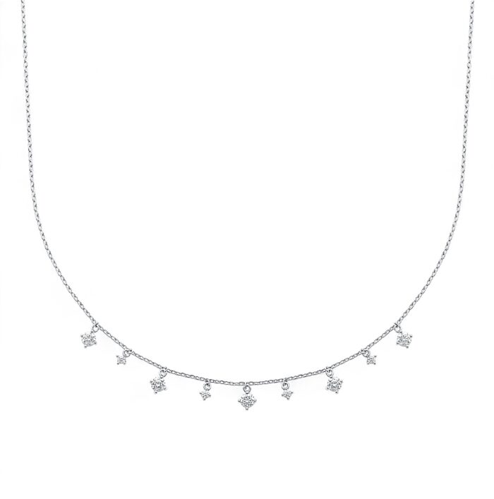 Collier cristal - Oxydes de zirconium - Argent rhodié