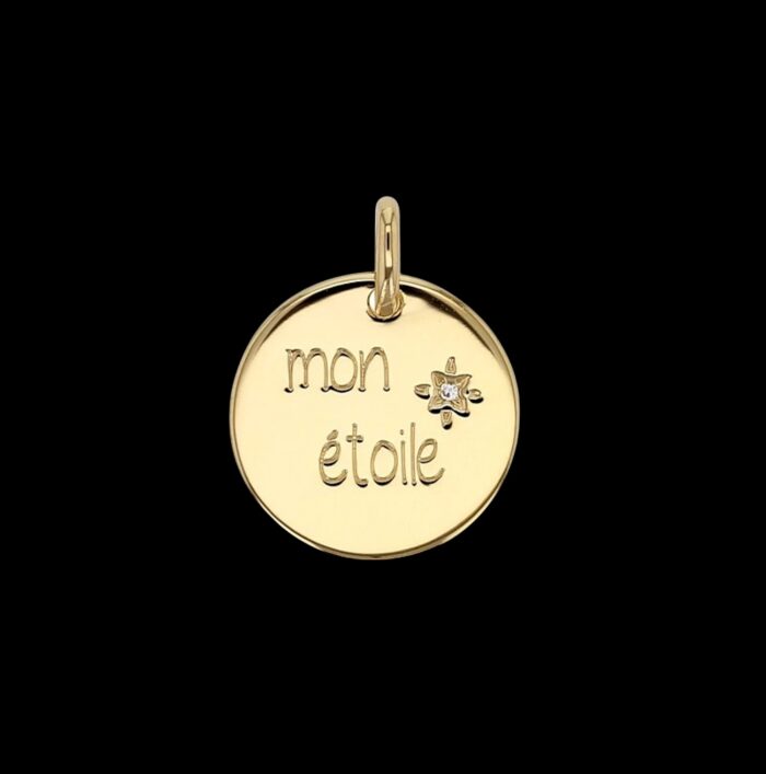 Pendentif médaillon "Céliane" - "Mon étoile" - Plaqué or – Image 2