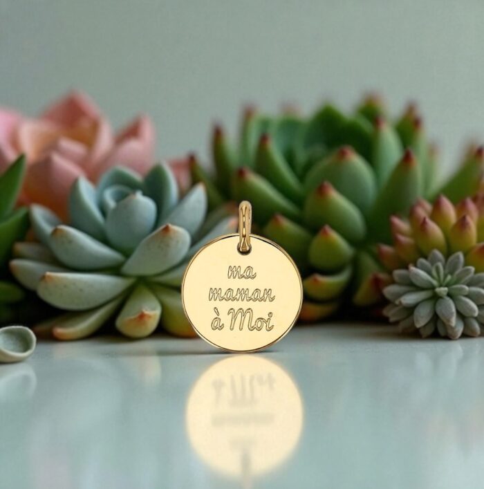 Pendentif médaillon "Mamélis" - "Ma maman  à moi" - Plaqué or – Image 3