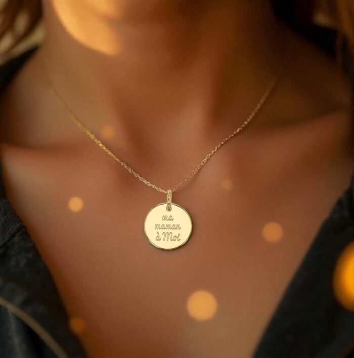 Pendentif médaillon "Mamélis" - "Ma maman  à moi" - Plaqué or – Image 5