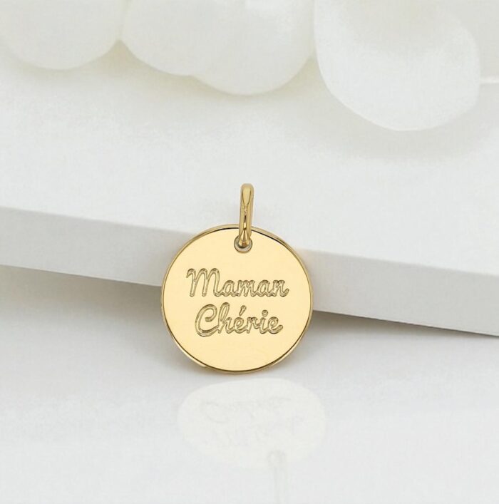 Pendentif médaillon "Mam" - "Maman chérie" - Plaqué or – Image 3