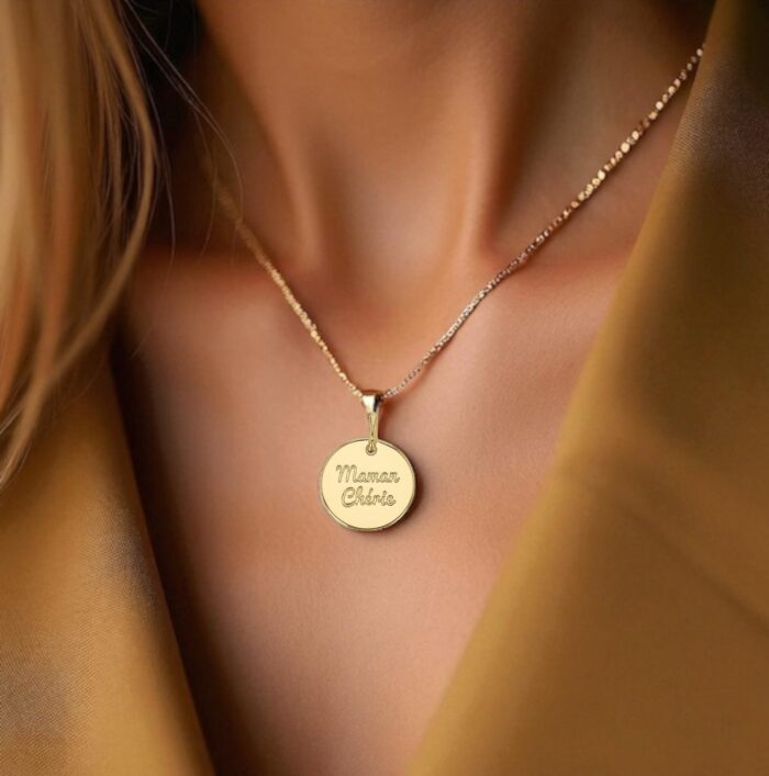 Pendentif médaillon "Mam" - "Maman chérie" - Plaqué or – Image 5