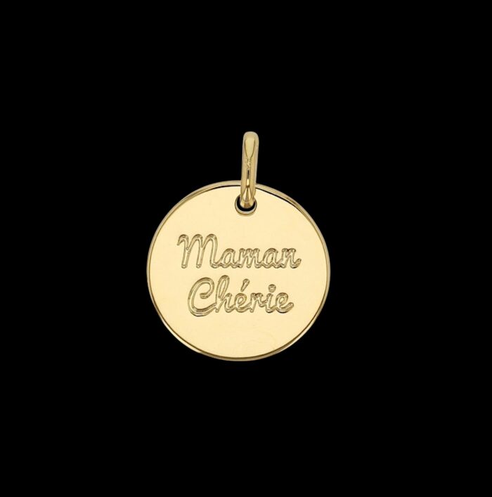 Pendentif médaillon "Mam" - "Maman chérie" - Plaqué or – Image 2