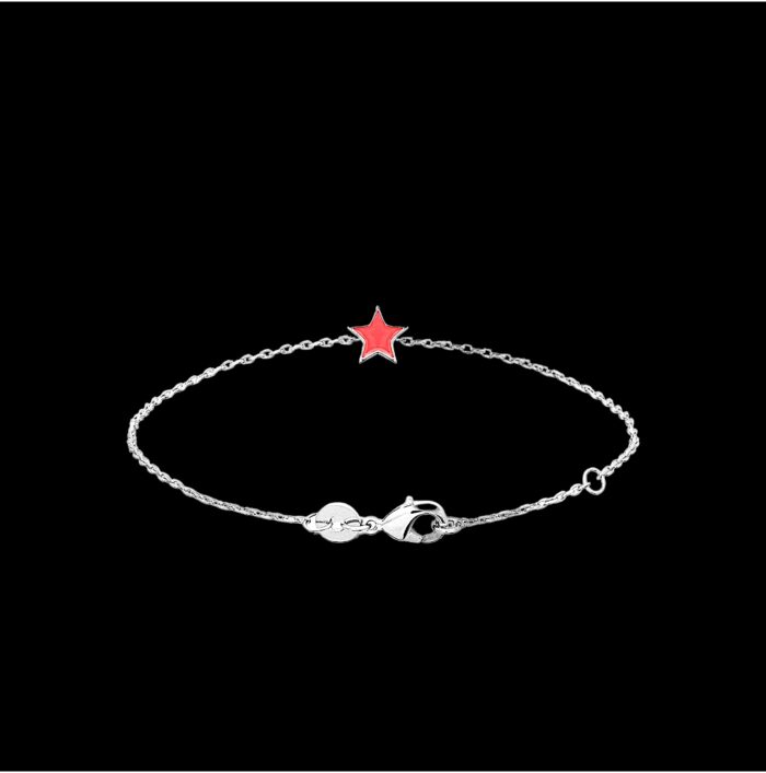 Bracelet étoile - Laque rose vif - Argent rhodié – Image 2