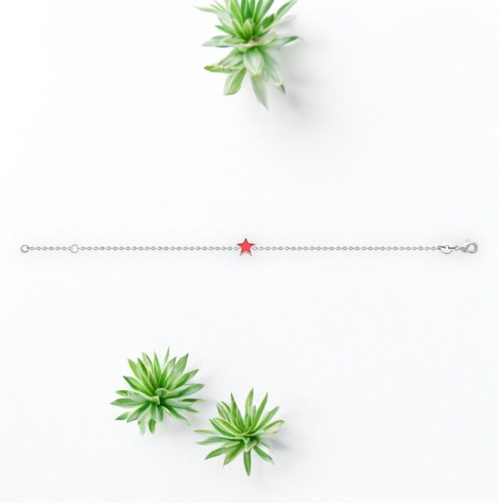 Bracelet étoile - Laque rose vif - Argent rhodié – Image 3