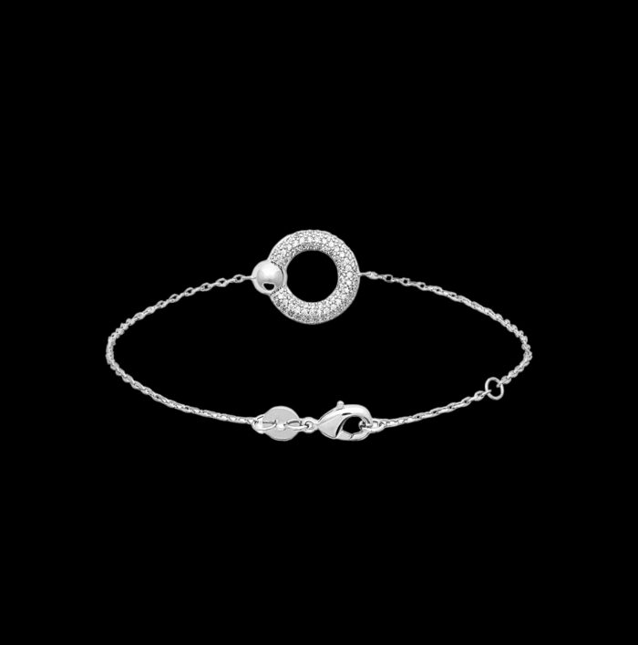 Bracelet disque - Oxydes de zirconium - Argent rhodié – Image 2