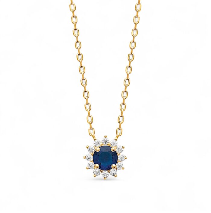 Collier "Prodigieux"- Oxyde de zirconium bleu - Plaqué or