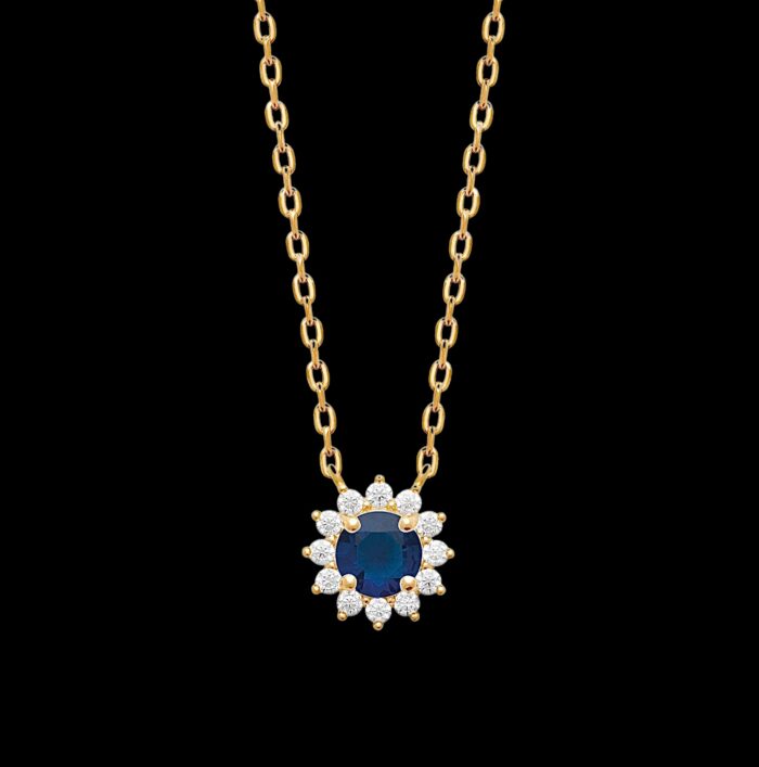 Collier "Prodigieux"- Oxyde de zirconium bleu - Plaqué or – Image 2