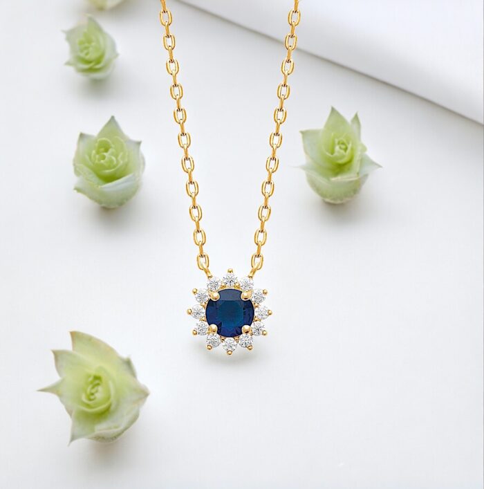 Collier "Prodigieux"- Oxyde de zirconium bleu - Plaqué or – Image 3