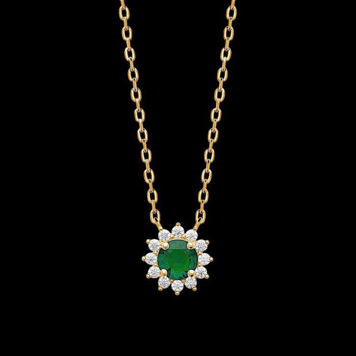 Collier romanesque - Oxyde de zirconium vert - Plaqué or – Image 2