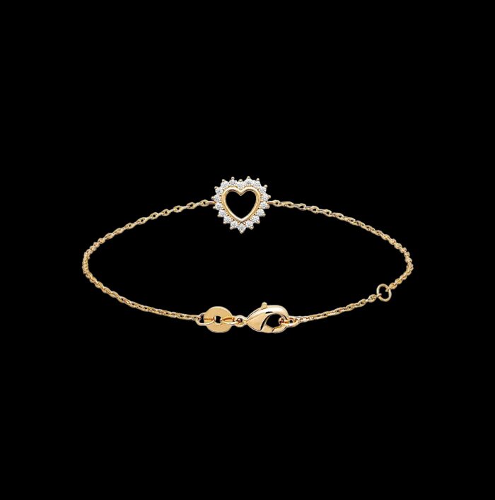 Bracelet cœur prestige ajouré - Oxydes de zirconium - Plaqué or – Image 2