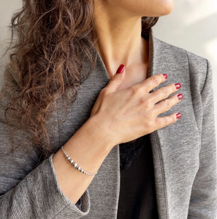 Bracelet boules variées - Argent rhodié – Image 4