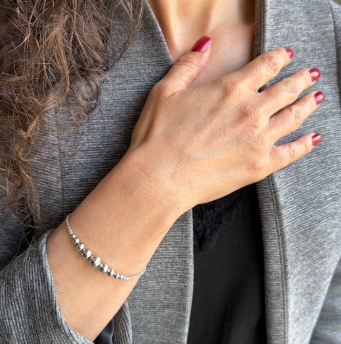 Bracelet boules variées - Argent rhodié – Image 5