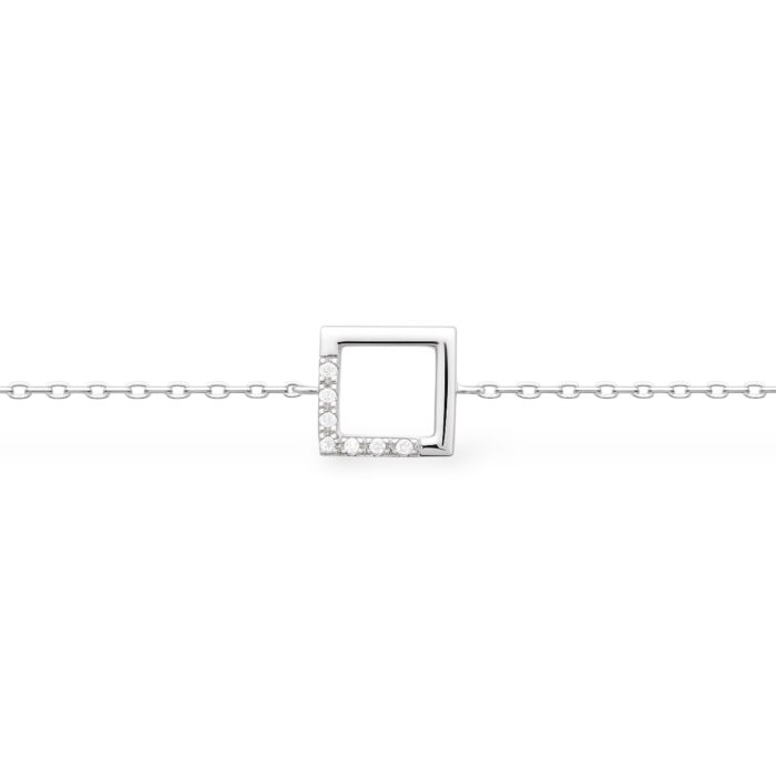 Bracelet "Oxicarre"- Oxydes de zirconium -Argent rhodié