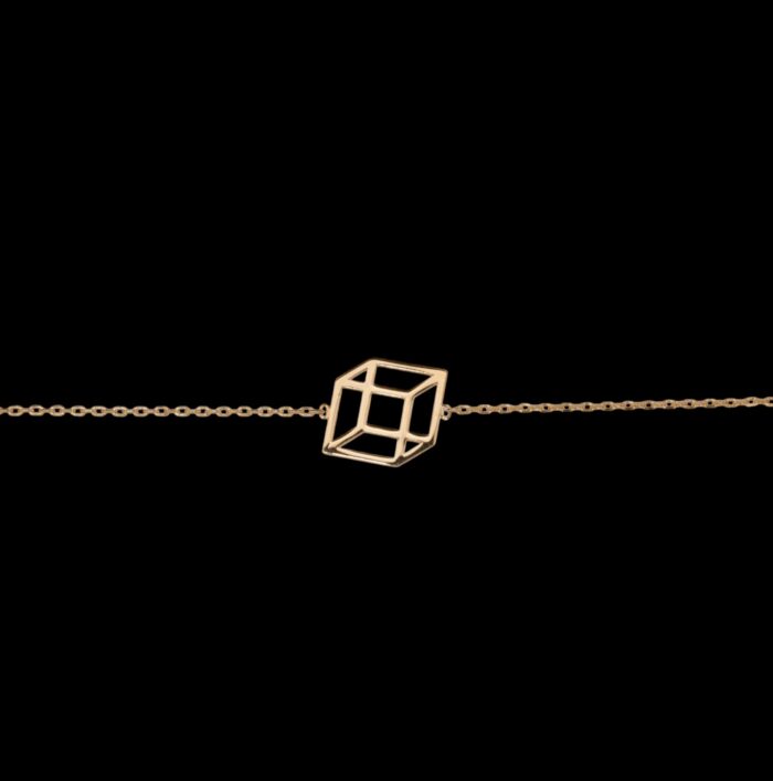 Bracelet cube ajouré design - Plaqué or – Image 2