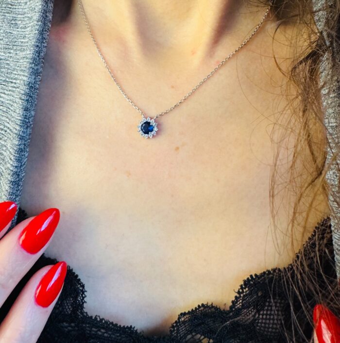 Collier prodigieux bleu - Oxydes de zirconium - Argent rhodié – Image 7