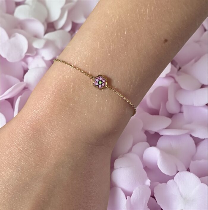 Bracelet "Pétalys" - Émail rose et vert - Or jaune 750/1000 - 18 carats – Image 4