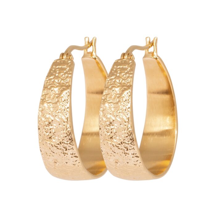 Boucles d'oreilles créoles "Chic Martelées" - Plaqué or