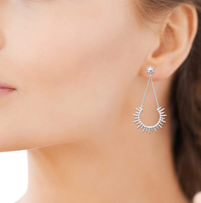 Boucles d'oreilles pendantes shine - Argent rhodié – Image 4