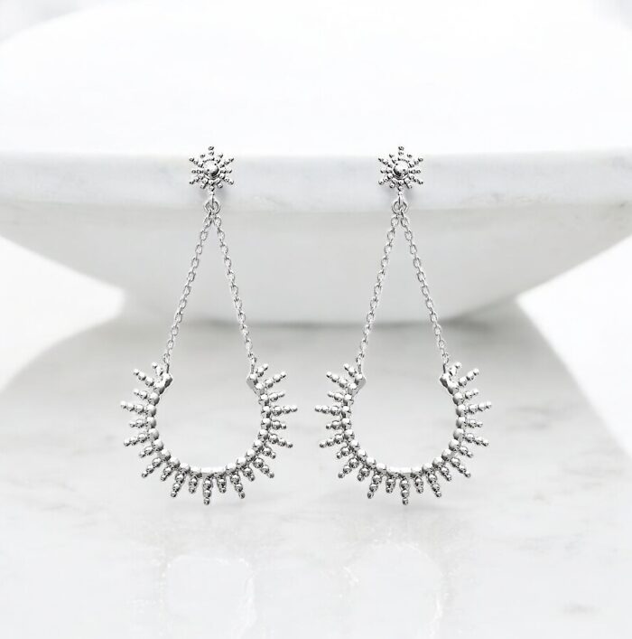 Boucles d'oreilles pendantes shine - Argent rhodié – Image 3