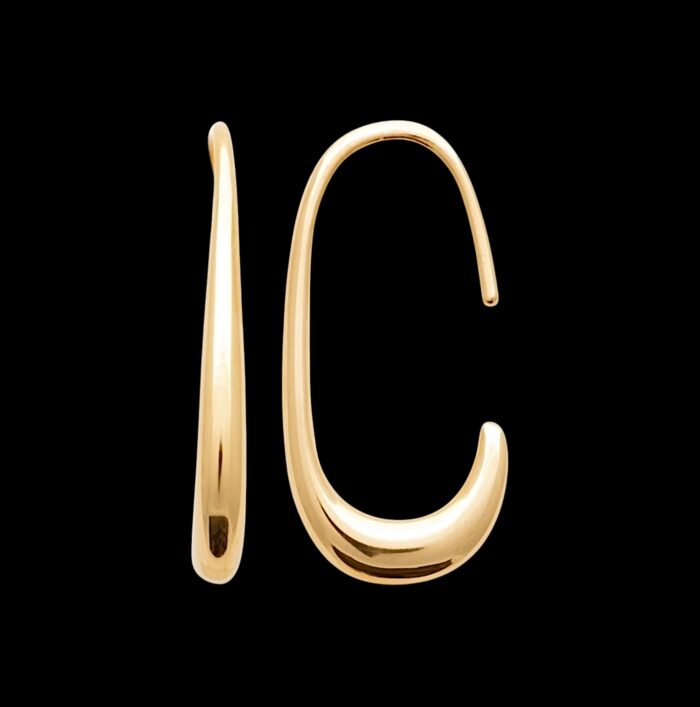 Boucles d'oreilles courbes pendantes - Plaqué or – Image 2