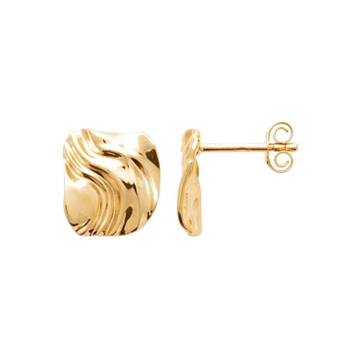 Boucles d'oreilles "Carré ondulé chic" - Plaqué or