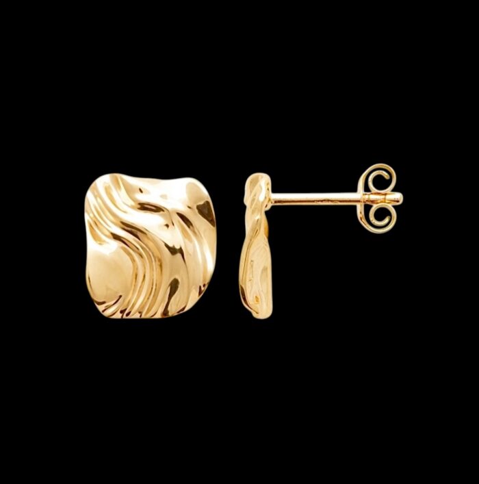 Boucles d'oreilles "Carré ondulé chic" - Plaqué or – Image 2