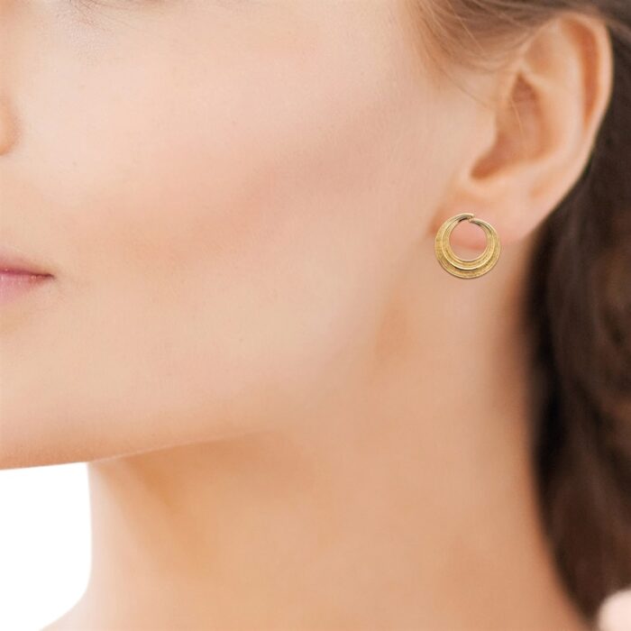 Boucles d'oreilles "Créoles éclipse" - Plaqué or – Image 4