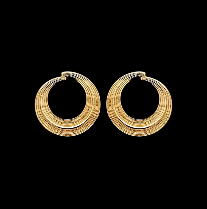 Boucles d'oreilles "Créoles éclipse" - Plaqué or – Image 2