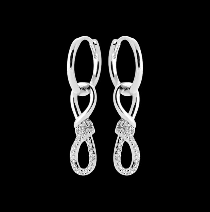 Boucles d'oreilles créoles "Éclat infini" - Oxydes de zirconium - Argent rhodié – Image 2