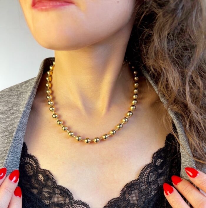 Collier boules - 8 mm - Plaqué or – Image 5
