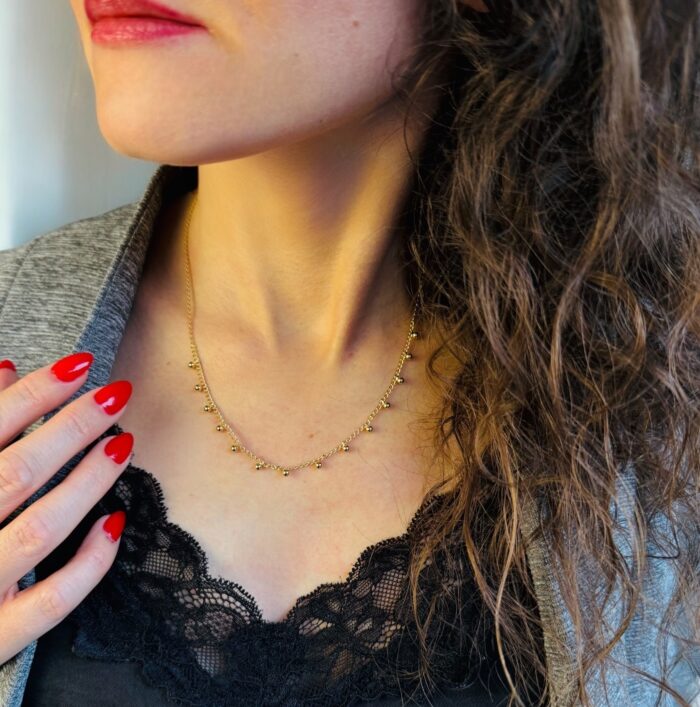 Collier boules dorées - Plaqué or – Image 4