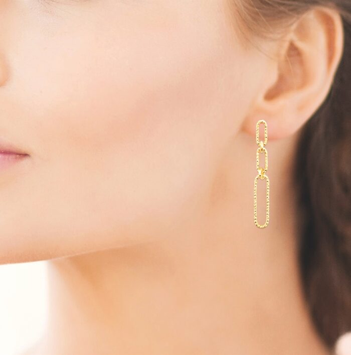 Boucles d'oreilles maillons - Plaqué or – Image 4