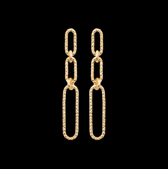 Boucles d'oreilles maillons - Plaqué or – Image 2