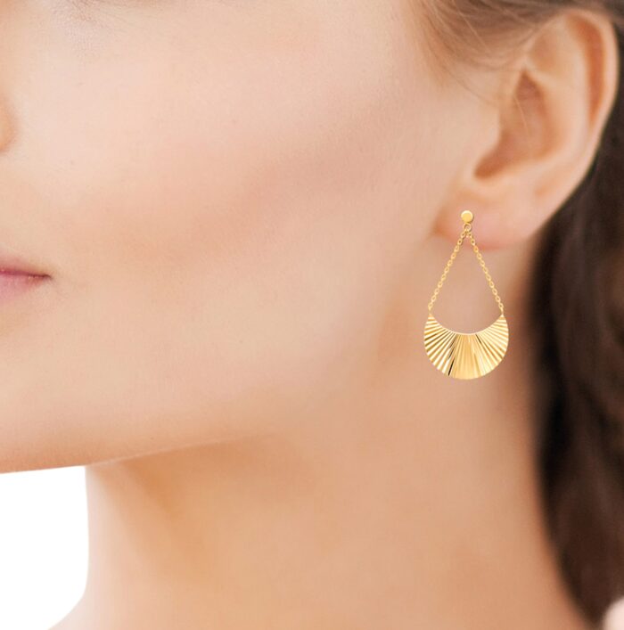 Boucles d'oreilles "Éventail doré" - Plaqué or – Image 4