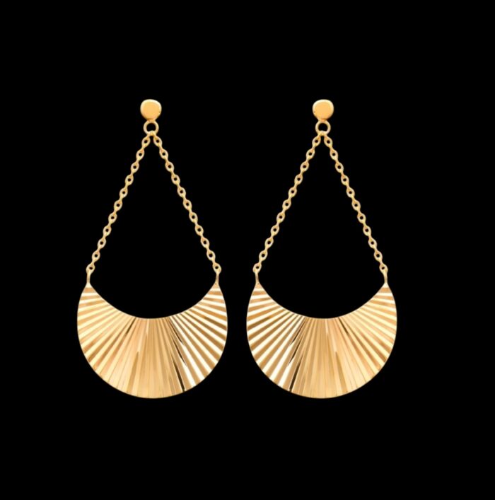Boucles d'oreilles "Éventail doré" - Plaqué or – Image 2
