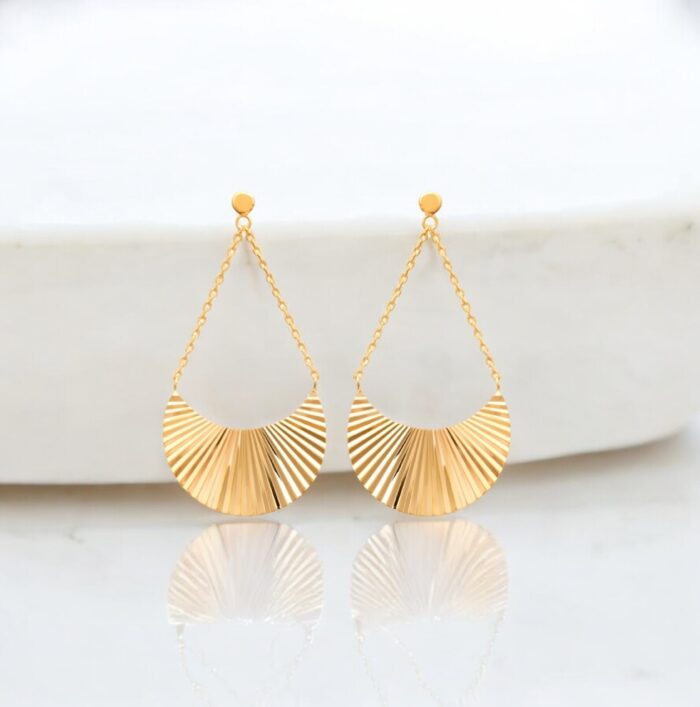 Boucles d'oreilles "Éventail doré" - Plaqué or – Image 3